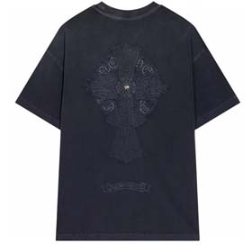 Chrome Hearts CH Washed heavy-duty folded cloth embroidery men's and women's loose round neck short-sleeved T-shirt（15 styles)-1870  