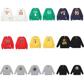 BAPE Printed college style round neck pullover sweatshirt for men and women loose style hoodie-2235